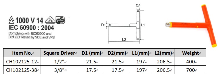 1000V Insulated T-handle