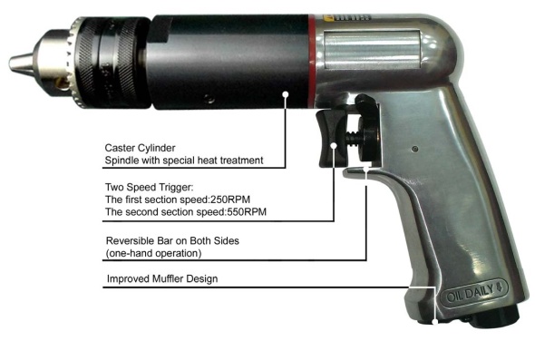 1/2 Air Reversible Drill (550RPM)