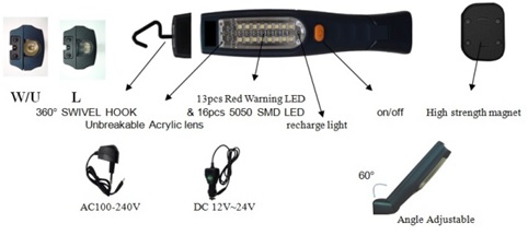 Angle Adjustable 6W LED Working & Warning Light